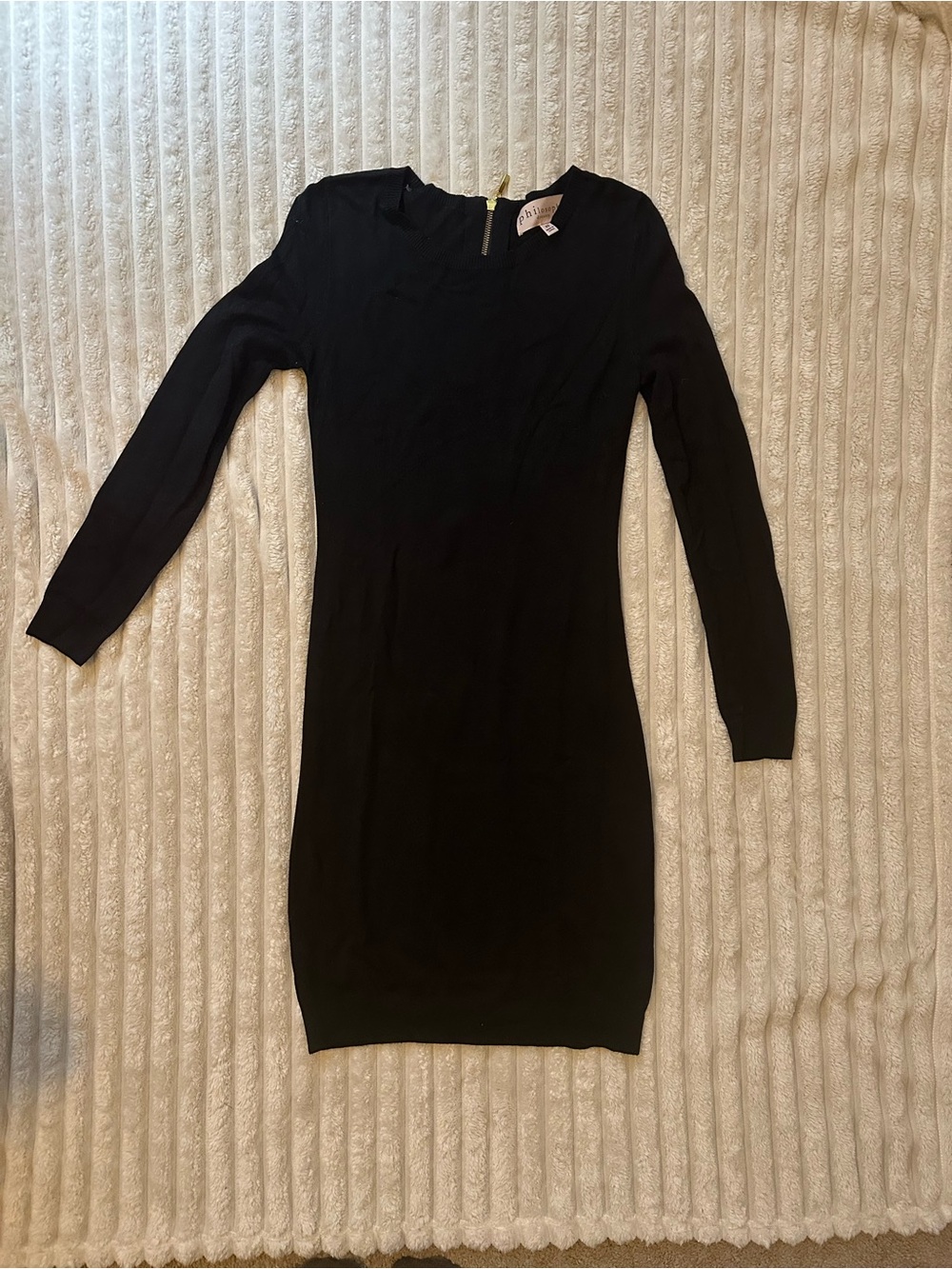 Philosophy Sleek Black Long-Sleeve Knit Dress
